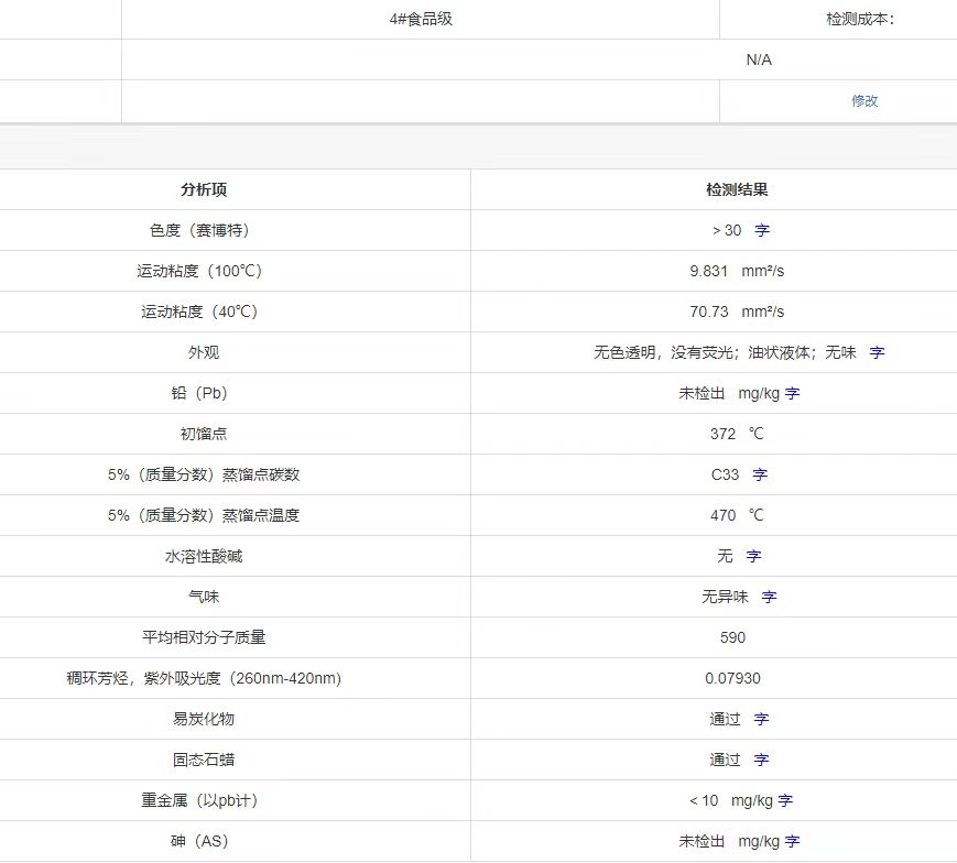 弘潤4號食品級白油9200元煉廠提